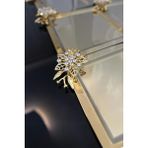 6'lı Lüx Taşlı Papatya Çiçek Aksesuarlı Gold Renk Sunum Tepsisi | Dekoratif Söz, Kahve, Çay, Tepsisi - 21 cm