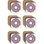 6'lı Mandala Desen Ahşap Baskılı Bardak Altlığı - 9 cm