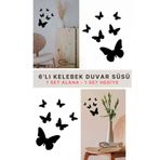 6'lı Mdf Ahşap - Siyah Kelebek Duvar Süsü - 1 Set Alana 1 Set Hediye