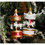 6'lı Mini Ahşap Atlıkarınca Yılbaşı Süsü - Nostaljik Carousel Dekor Seti