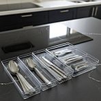 6'lı Modüler Set Mutfak Çekmece Içi Düzenleyici Çatal Kaşık Bıçak Organizeri Kristal - 6'lı SET