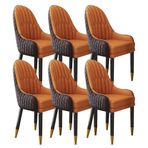 6'lı Mutfak Yemek Sandalyesi Seti - Mikrofiber Deri Masif Ahşap Ayaklar Şık Kahve ve Turuncu - Oturma Odası, Salon Yatak Odası ve Balkon Oturma için Mükemmel