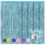 6'lı Paket 3,3 x 8 ft Açık Mavi Folyo Saçaklı Arka Plan Perdeleri, Tinsel Flamalar Parti Süslemeleri Flama Mezuniyet için Flama Zemin Perdeleri, Baby Shower, Düğün, Doğum Günü, Noel Süslemeleri