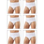 6'lı Paket Erkek Pamuklu Penye Süprem Esnek Rahat Slip Külot Büyük Bedenli - Beyaz - 5XL