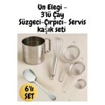 6'Lı Paslanmaz Çelik Mutfak Seti Un Eleği, Çırpıcı, Süzgeç, Servis Kaşığı