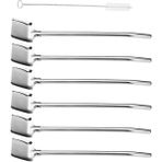 6'Lı Paslanmaz Krom Pipetli Latte Kaşığı Kokteyl Kaşığı Ve Temizleme Fırçası, 22 Cm Kürek Model