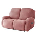 6'lı Recliner Sandalye Kılıfı Seti, Yumuşak Kumaş, Evcil Hayvan ve Çocuk Dostu, Cepli, Pembe, Streç Mobilya Koruyucu ile 2 Kişilik Koltuk Kılıfı