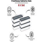 6'lı Saklama Kabı 1,3 Litre Derin Dondurucu Mikrodalga Uyumlu - Gri