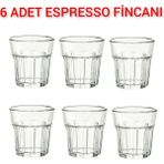 6'lı Şeffaf Cam Espresso Bardağı Seti, 7 cm Yükseklik, 100 ml Hacim - Seçenek 1