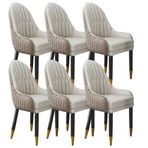 6'lı Set Mikro Fiber Deri Yemek Sandalyesi Mutfak, Oturma Odası, Yatak Odası, Balkon için Masif Ahşap Ayaklı Yemek Sandalyesi - Haki ve Bej Modern Salon Tezgahı Sandalyesi