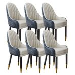 6'lı Set Mikrofiber Deri Yemek Odası Sandalyeleri Masif Ahşap Ayaklı Mutfak Oturma Odası Salon Yatak Odası Balkon için Mavi ve Bej