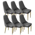 6'lı set, modern deri yemek sandalyesi, ferforje ayaklı, mutfak, yatak odası, evlilik odası, balkon, şık makyaj sandalyesi ve tuvalet masası oturağı (çimento grisi)