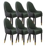 6'lı Set Mutfak Yemek Sandalyesi - Mikrofiber Deri Salon Sandalyeleri Masif Ahşap Ayaklı Oturma Odası Yatak Odası Balkon için - Şık Siyah ve Koyu Yeşil Kaplama