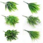 6lı set Yapay Çiçek Fesleğen Şimşir Boston Saz Demeti 5dal Garnitür Aradal Dekoratif Yapay Bitki