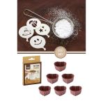 6’Lı Silikon Kalp Muffin Airfryer Kek Kalıbı Ve Pasta Süsleme Şablonu, Kahve, Tatlı Şekillendirici Süsleme Aparatı İkili Set