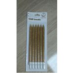 6'Lı Simli Altın Sarısı Pasta Mumu