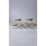 6'lı Vakumlu Bambu Kapaklı Cam Kahvaltılık /sosluk Kabı 240 cc - 240 ml
