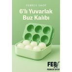 6’lı Yeşil Silikon Yuvarlak Buz Kalıbı – Kahve, Içecek, Kokteyller Için Yuvarlak Buz Kalıbı