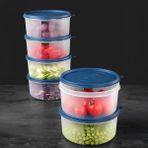 6'lı Yuvarlak Gıda Saklama Kabı Seti - Organizer Düzenleyici Erzak Kabı 6X1200ML Lacivert