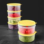 6'lı Yuvarlak Gıda Saklama Kabı Seti - Organizer Düzenleyici Erzak Kabı 6X1200ML Sarı
