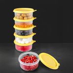 6'lı Yuvarlak Gıda Saklama Kabı Seti - Organizer Düzenleyici Erzak Kabı 6X250ML Sarı