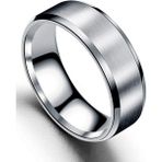 6mm Köşeli Düz Model Unisex Kadın Erkek Çelik Alyans Yüzük cl30 - Beyaz - 17