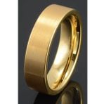 6mm Mat Sarı Düz Model Unisex Kadın Erkek Çelik Alyans Yüzük cl38