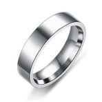 6mm Parlak Düz Model Unisex Kadın Erkek Çelik Alyans Yüzük cl39 (Beyaz)