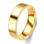 6mm Parlak Düz Model Unisex Kadın Erkek Çelik Alyans Yüzük cl39 (Sarı)
