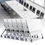 6PACK 5.3FT Tekerlekli Katlanır Haddeleme Eğitim Masaları - Ofis Sınıfı Toplantı Salonları için Modüler Konferans Seminer Masaları - Taşınabilir ve Yerden Tasarruf Sağlayan Çözümler