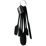 6pcs Silikon - Siyah Mutfak Seti 2 Kaşık - 3 Spatula - Yumurta Fırça Metal Asma Halkalı (3791)