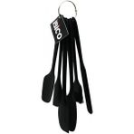 6pcs Silikon - Siyah Mutfak Seti 2 Kaşık - 3 Spatula - Yumurta Fırça Metal Asma Halkalı (4887)