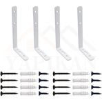 6x16.5cm- 4 Ad Beyaz Dekoratif Çelik Raf Altı Ayak - Raf Destek Aparatı - Metal L Konsol