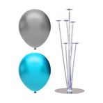 7 Çubuklu Balon Standı + 100 adet balon ( Açık Mavi, Gümüş )