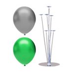 7 Çubuklu Balon Standı + 100 adet balon ( Gümüş - Koyu Yeşil )