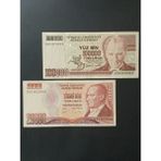 7. Emisyon 100.000 ve 20.000 Türk Lirası. Eski Koleksiyon Kağıt Para.