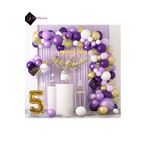 7 Harf Isimli 5 Yaş Macaron Mor Balon Zinciri Seti Gölge Mor Altın Balon Dekorasyon