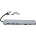 7-In-1 Type-C Usb 3.0 Hub Çokaltıcı, Macbook Pc Uyumlu Yüksek Hızlı Dönüştürücü Adaptör