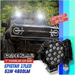 7 Inc 17 Led Yuvarlak Offroad Lamba Siyah Kasa 51W Beyaz