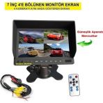 7 Inc Monitor Ekran Ekrani 4 E Boler (4 Kamerayi Ayni Anda Gosteren Ekran)