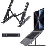 7 Kademeli Ayarlanabilir Laptop Bilgisayar Standı Kolay Kullanışlı Diz Üstü Bilgisayar Standı - Siyah - Siyah