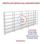 7 Katlı 5'Li Galvaniz Çelik Raf - Depo, Arşiv, Kiler, Dosya, Market Rafı 59X93 Cm 300 Cm 1.50 Mm