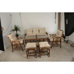 7 Kişilik Bambu Oturma Grubu Bahçe Mobilyası Balkon Takımı