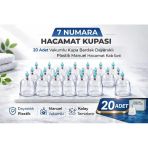 7 Numara Hacamat Kupası 20 Adet Vakumlu Kupa Bardak Dayanıklı Plastik Manuel Hacamat Kabı Seti