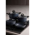 7 Parça Almeria Gri Granit Dik Tencere Ve Tava Seti 20 Cm 2.5l, 24 Cm 4.5l, 26 Cm 3l, 26 Cm Tava Lacivert
