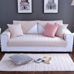 7 Parça Kaymaz Taban Kapitone Koltuk Çekyat Kanepe Örtüsü - Krem - 90 x 200 cm