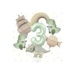 7 Parça Mat Dinozor Pasta Şekilli Gökkuşağı Numara Balon Seti, 54575675