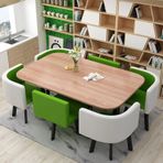 7 Parça Modern Yemek Takımı, 6 Kişilik Mutfak Masası ve Sandalyeler, Yemek Odası, Restoran, Oturma Odası için Şık Bar Masası Seti (J 90x150cm)