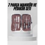 7 Parça Paslanmaz Çelik Manikür Pedikür Seti Çantalı Profesyonel