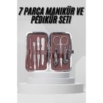 7 Parça Paslanmaz Çelik Manikür ve Pedikür Seti Çantalı Profesyonel